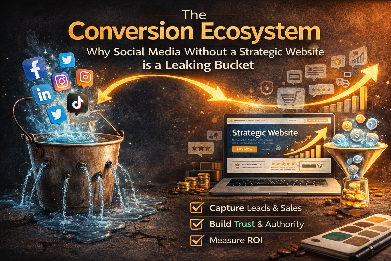 The Conversion Ecosystem: Why Social Media Without a Strategic Website is a Leaking Bucket