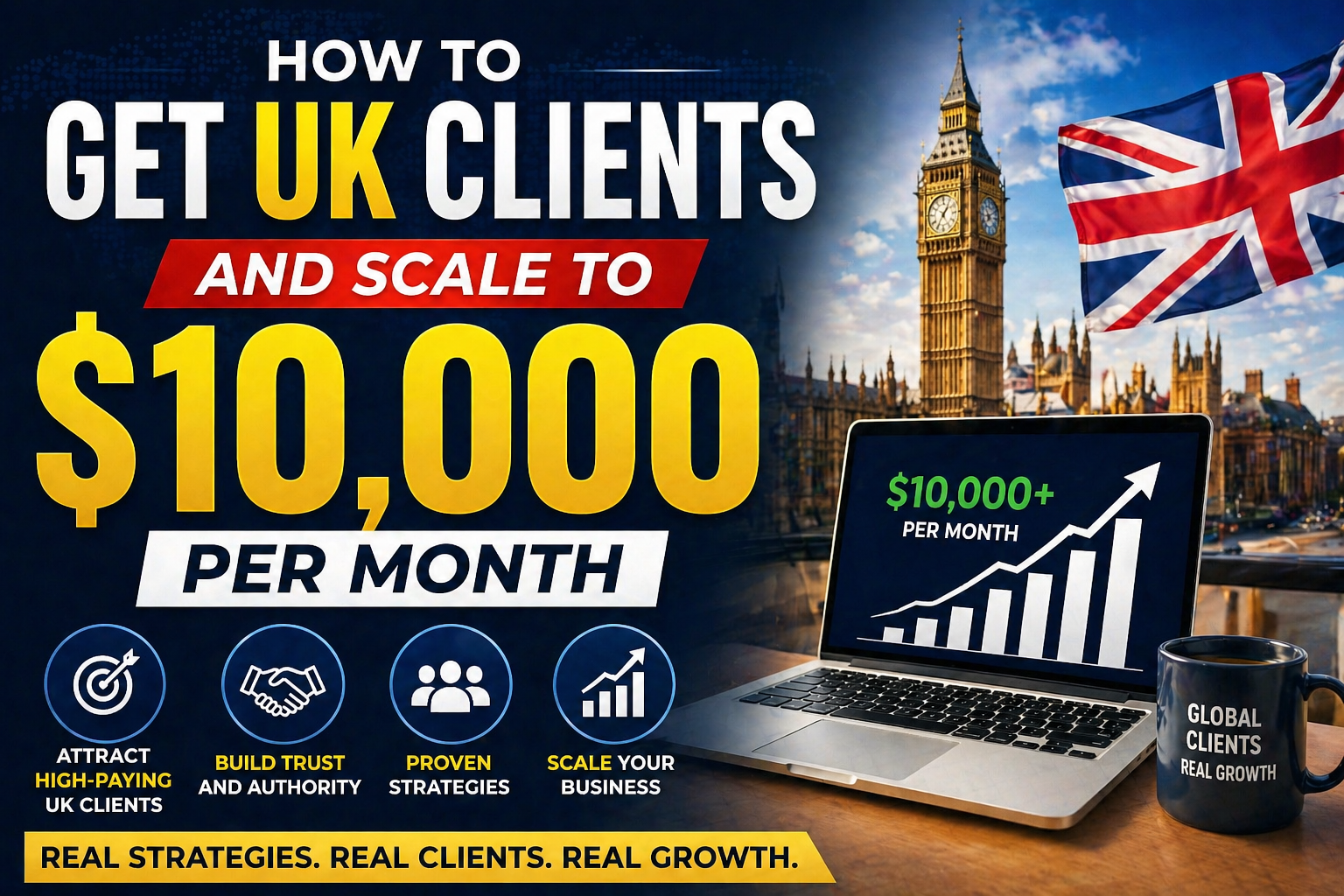 How to Get Clients from the UK and Scale to $10,000/Month (A Strategic Guide for Service Businesses)
