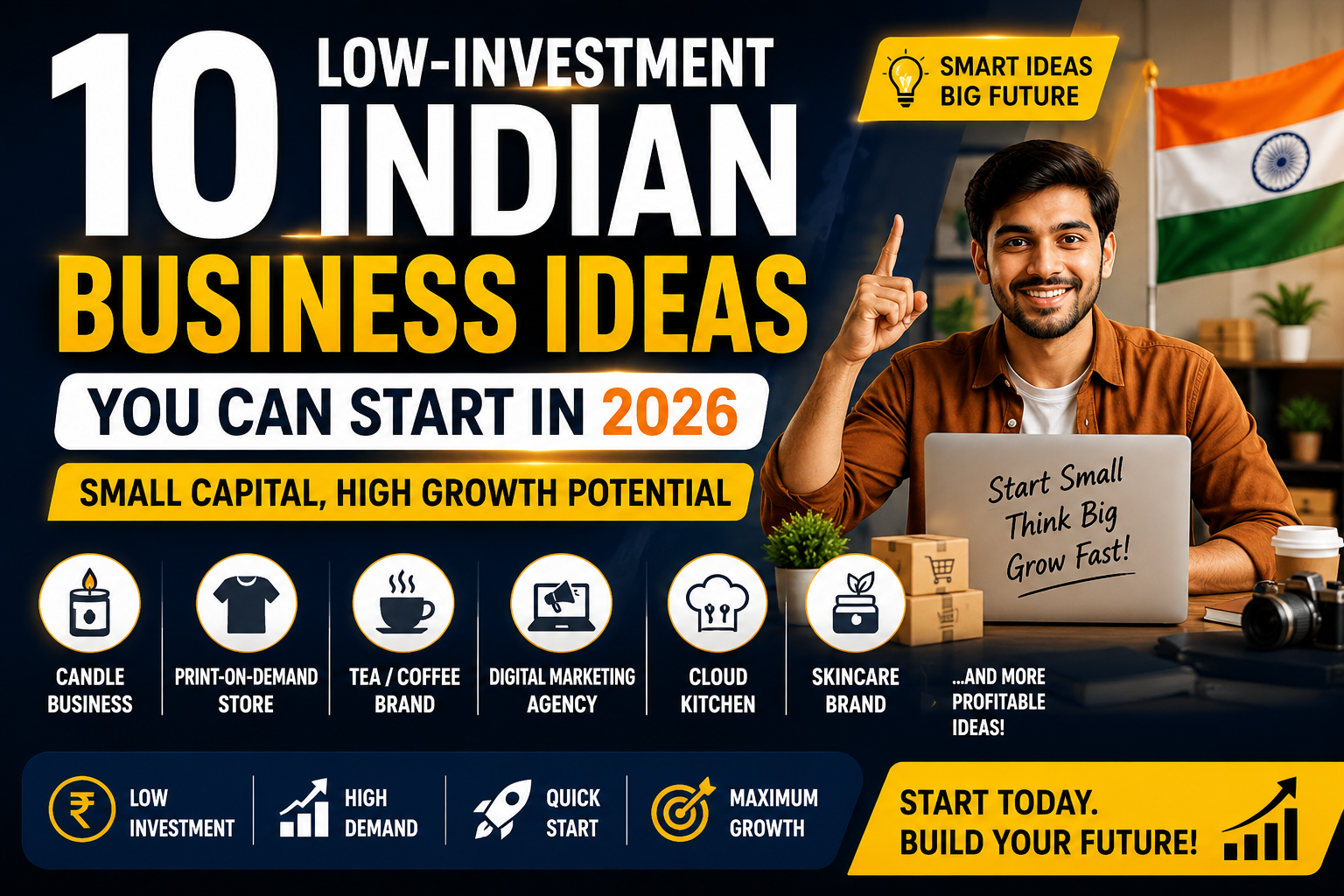 10 Low-Investment Indian Business Ideas You Can Start in 2026 (Small Capital, High Growth Potential)